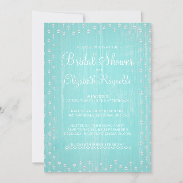 Invitaciones a ducha de novias en el campo rústico (Anverso)