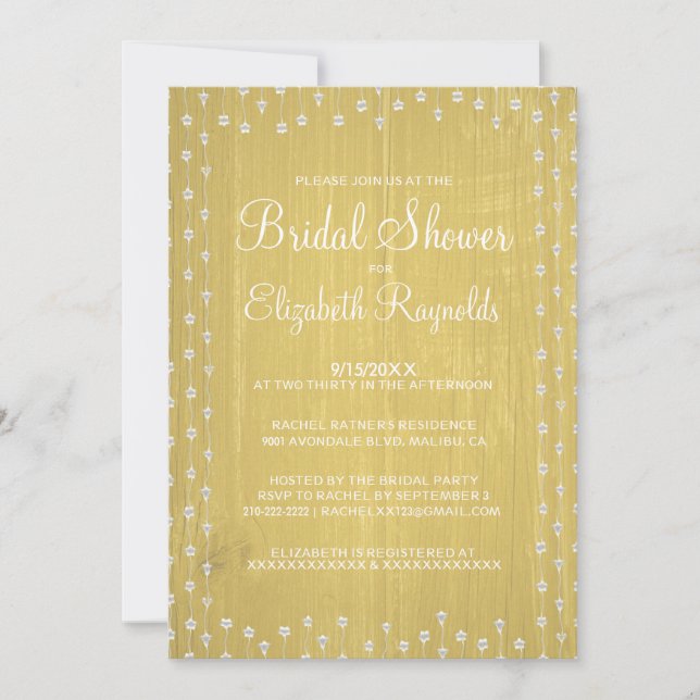 Invitaciones a ducha de novias en el campo Rústico (Anverso)