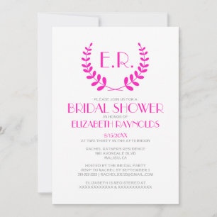 Invitaciones a ducha de novias en monograma rosado