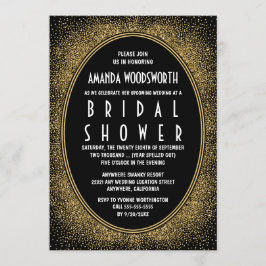 Invitaciones a ducha de novias en negro y oro Art