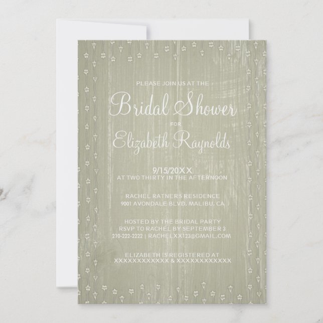 Invitaciones a ducha de novias en un país Rústico  (Anverso)