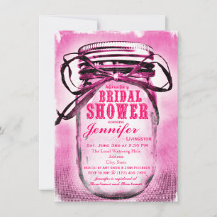 Invitaciones a ducha de novias Pink Mason Jar