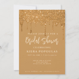 Invitaciones a ducha de novias Purpurina de oro - 