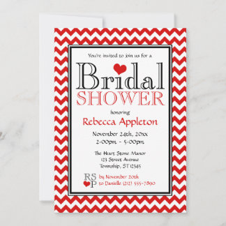 Invitaciones a ducha de novias rojas y blancas de 