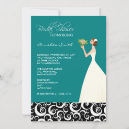 Invitaciones a ducha de novias verde azuladas y ne