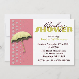 Invitaciones a ducha de paraguas amarillo y rosa
