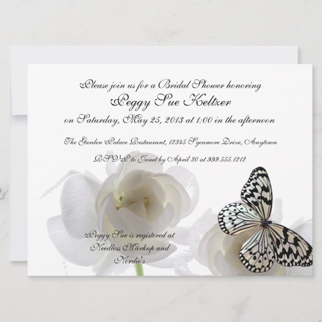 Invitaciones a ducha de Personalizado de mariposas (Anverso)