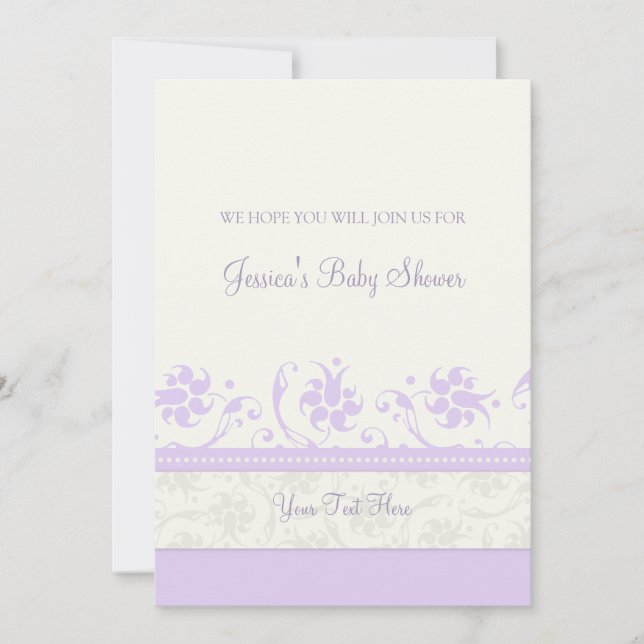 Invitaciones a ducha de Personalizado Lilac White  (Anverso)