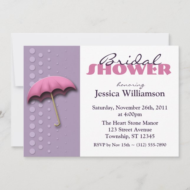 Invitaciones a ducha de putas púrpura y rosa (Anverso)