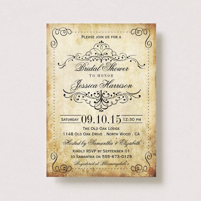 Invitaciones a ducha nupcial ornate Swirl Vintage (Subido por el creador)