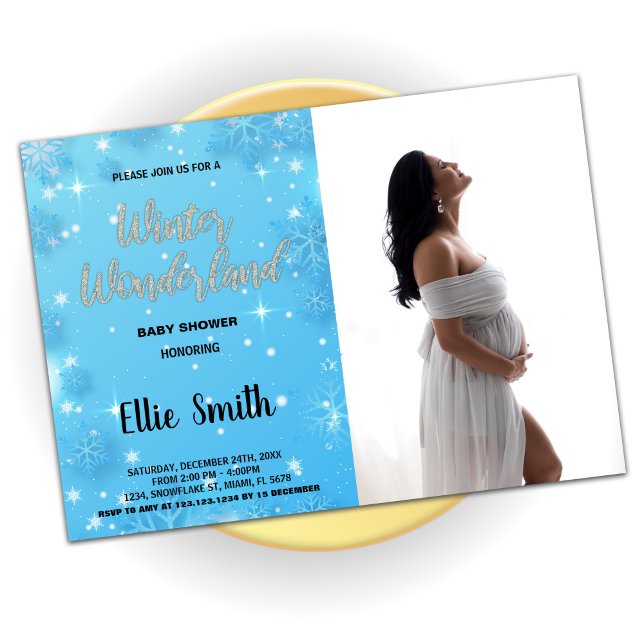Invitaciones a ducha para bebés de invierno Foto a (Winter Baby Shower Invitations Blue Photo)