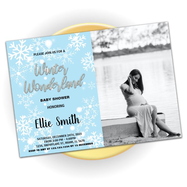 Invitaciones a ducha para bebés de invierno Foto a (Winter Baby Shower Invitations Blue Photo)
