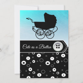 Invitaciones a ducha para niños con botones azul y