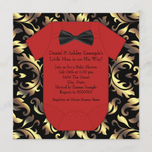 Invitaciones a ducha Red Black and Gold Baby