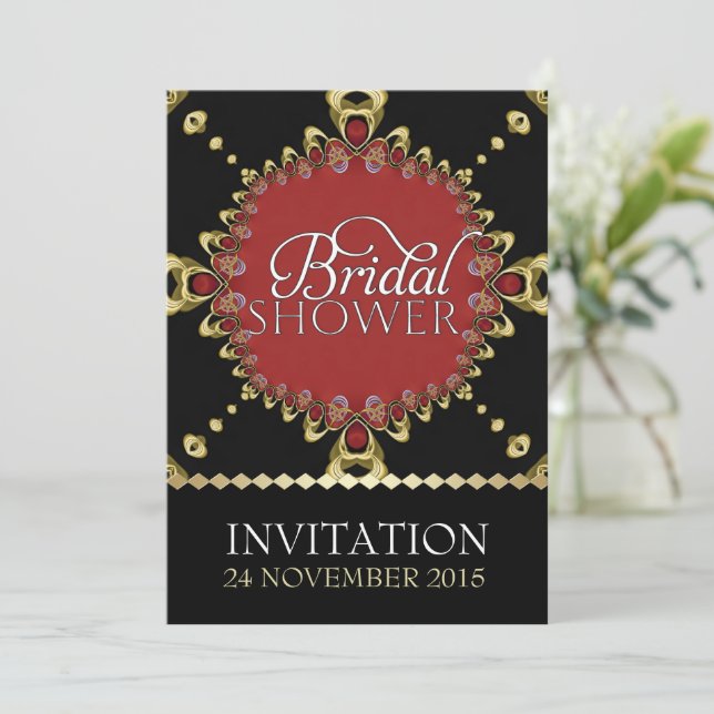 Invitaciones a ducha Royal Black Bridal Bridal Bri (Anverso de pie)