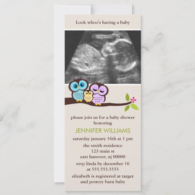 Invitaciones a ducharse con un sonograma de la fam (Anverso)