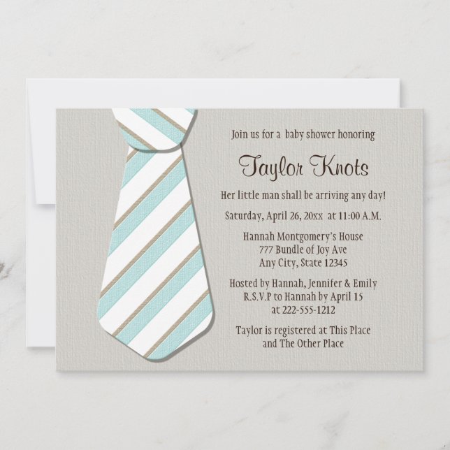 Invitaciones a ducharse de bebé Blue Necktie (Anverso)
