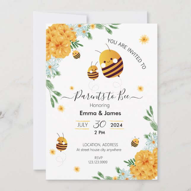 invitaciones a ducharse de bebés para los padres (Anverso)