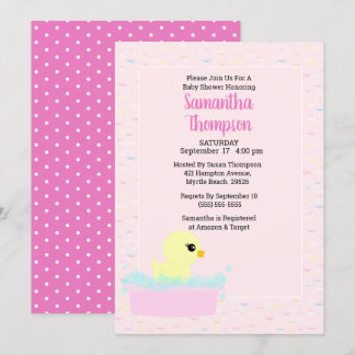 Invitaciones a duchas de agua para chicas con goma