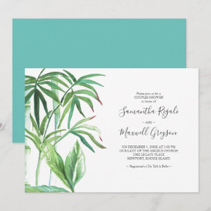 Invitaciones a duchas de bodas tropicales para par