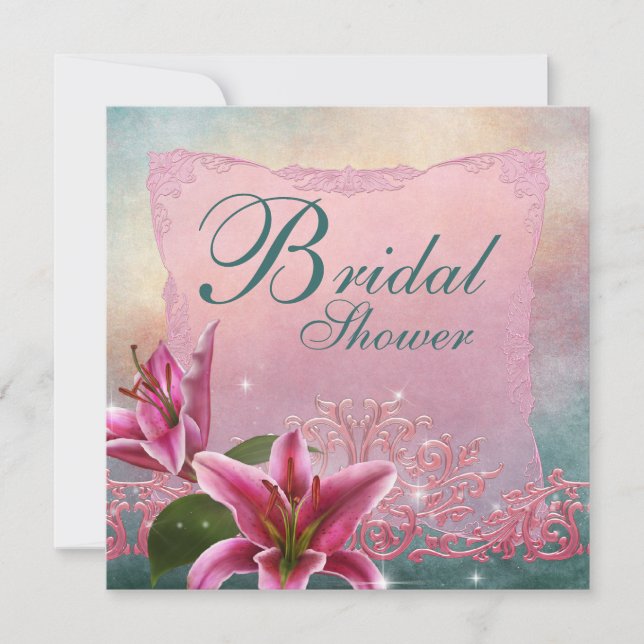 Invitaciones a duchas de novia de Lily Pink Blue L (Anverso)