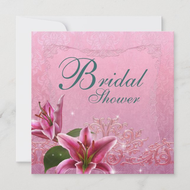 Invitaciones a duchas de novia de Lily Pink Blue L (Anverso)