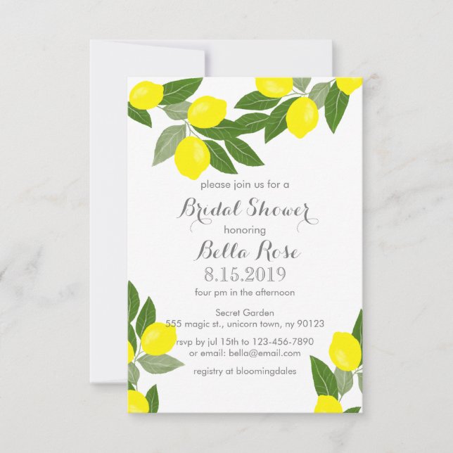 Invitaciones a duchas de novias Boho Lemon (Anverso)