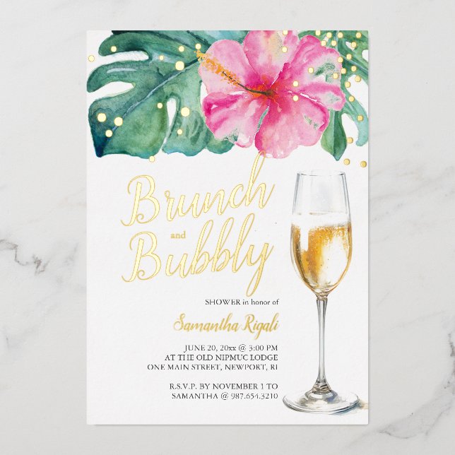 Invitaciones a duchas de novias brunch y bubbly ro (Anverso)