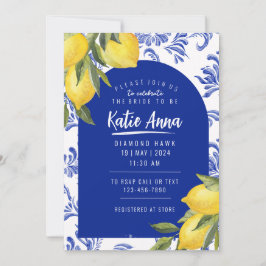 Invitaciones a duchas de novias con limón azul y a