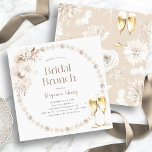 Invitaciones a duchas de novias de Boho Brunch<br><div class="desc">Eleva tu celebración con nuestra invitación a las Perlas y a la ducha de novia Prosecco. Con una delicada crema de moda boho color agua y flores de bronceado adornadas con bonitas perlas y copas de champán con polvo de oro, esta colección exuda sofisticación eterna. Perfecto para una aventura de...</div>