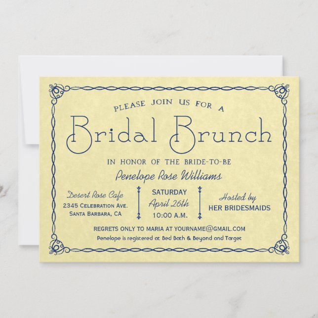 Invitaciones a duchas de novias de brunch nogal vi (Anverso)