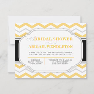 Invitaciones a duchas de novias de Chevron gris y 