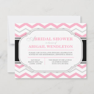 Invitaciones a duchas de novias de Chevron gris y