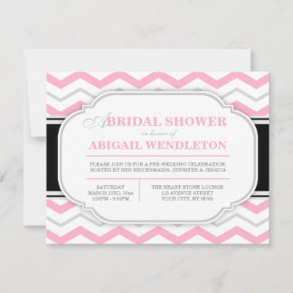Invitaciones a duchas de novias de Chevron gris y 