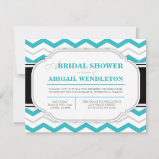 Invitaciones a duchas de novias de Chevron Gris y 
