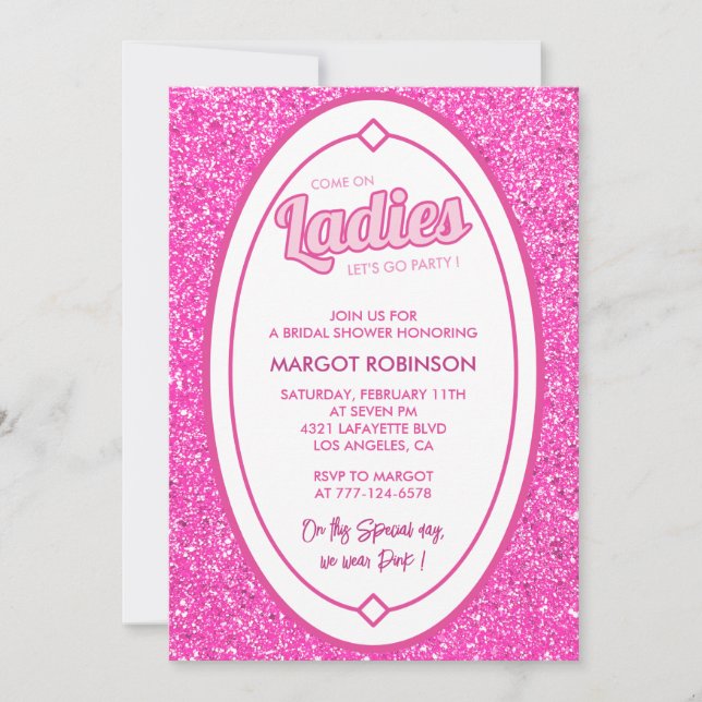 Invitaciones a duchas de novias de color rosa cáli (Anverso)