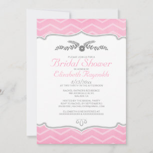Invitaciones a duchas de novias de color rosado Zi