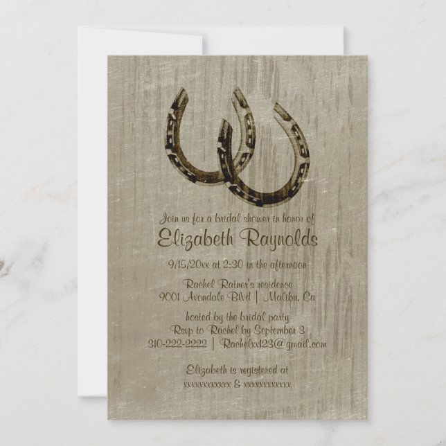 Invitaciones a duchas de novias de herradura vinta (Anverso)