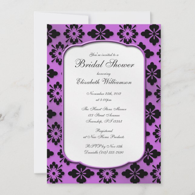 Invitaciones a duchas de novias de malva morada vi (Anverso)