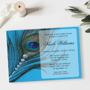 Invitaciones a duchas de novias de plumas de pavo