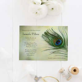 Invitaciones a duchas de novias de plumas de pavo