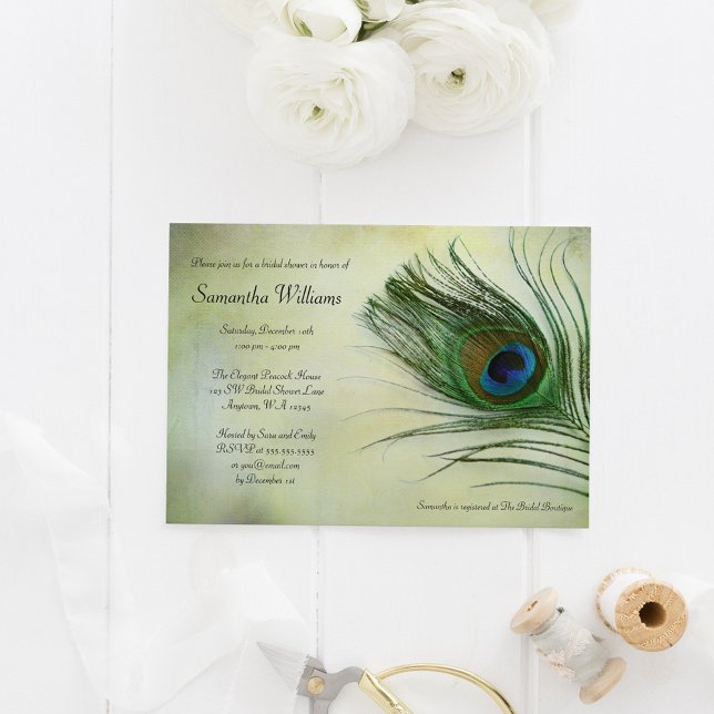 Invitaciones a duchas de novias de plumas de pavo  (Subido por el creador)