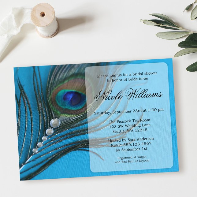 Invitaciones a duchas de novias de plumas de pavo  (Subido por el creador)