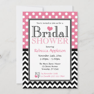 Invitaciones a duchas de novias de Polka Dot Rosa 