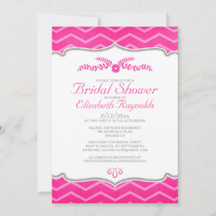 Invitaciones a duchas de novias del Zigzag rosado