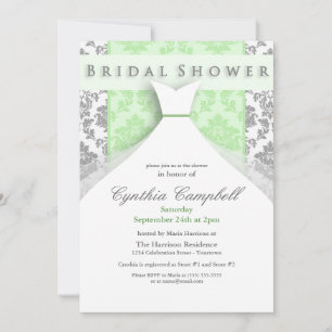 Invitaciones a duchas de novias en damasco verde/p