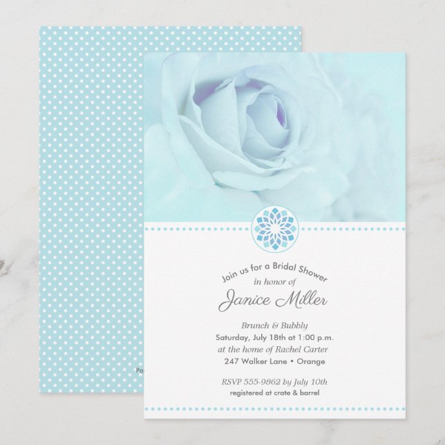 Invitaciones a duchas de novias florales de Rosa a (Anverso / Reverso)