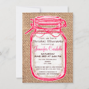 Invitaciones a duchas de novias Mason Jar, país ro