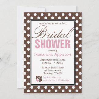 Invitaciones a duchas de novias rosadas con punto 