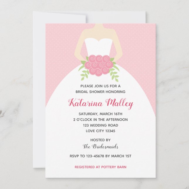 Invitaciones a duchas de novias (se vestido Boda e (Anverso)